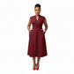 Sleeveless Ruffle Front Trim Button Sexy Midi Dress