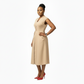 Sleeveless Ruffle Front Trim Button Sexy Midi Dress