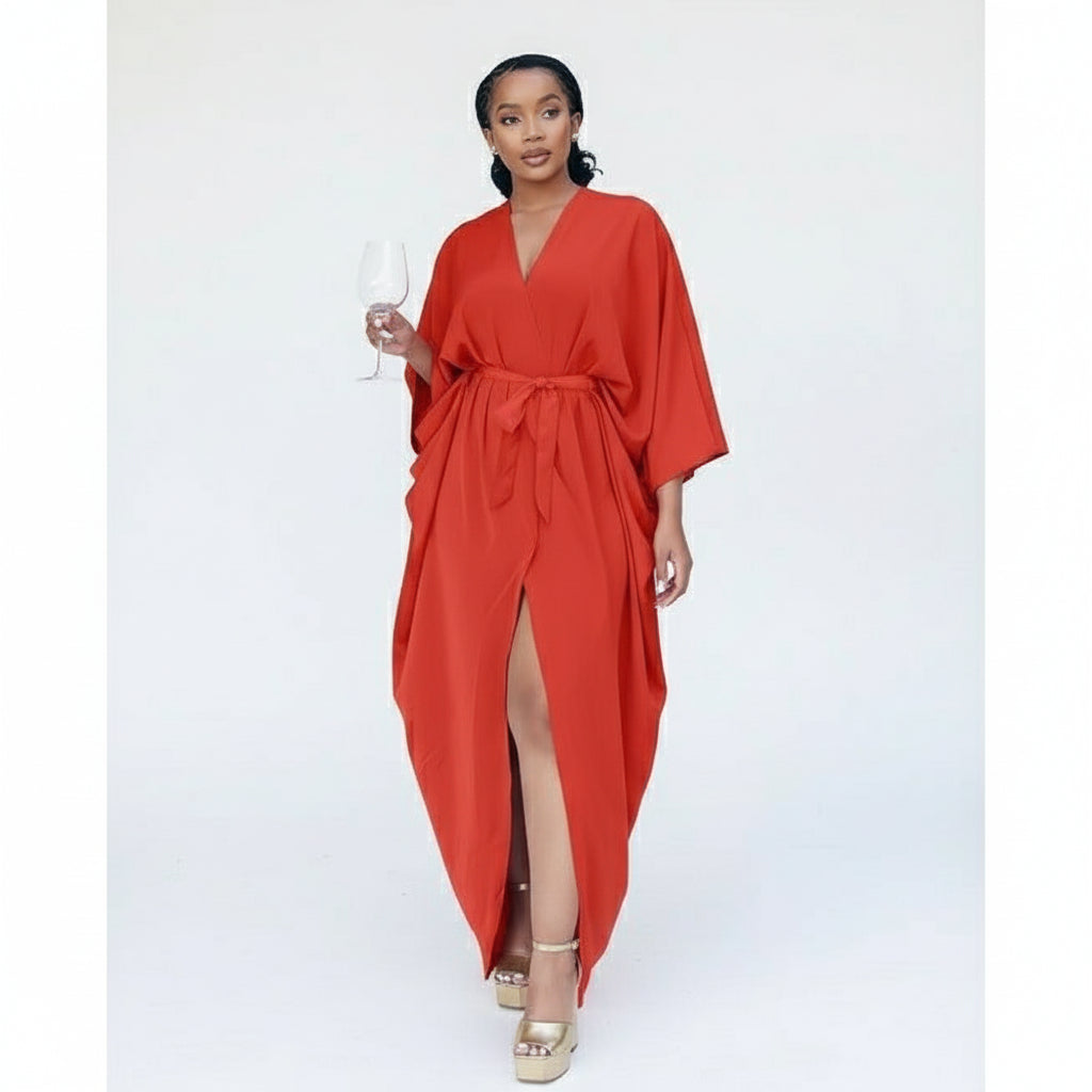 Plus Twist Front Cloak Sleeve Wrap Hem Dress.