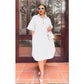 Button Detail Short Sleeve Midi Shirt Dress