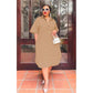 Button Detail Short Sleeve Midi Shirt Dress