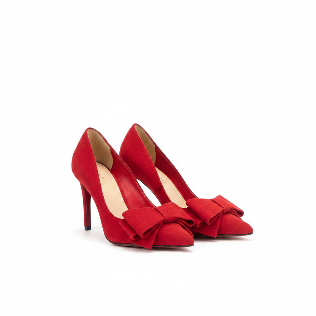 Plain Bow Decor Pointed Toe Party Shoes.