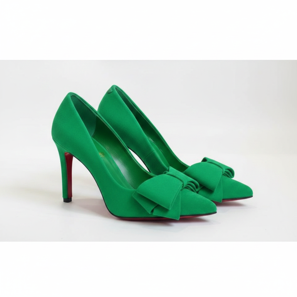 Plain Bow Decor Pointed Toe Party Shoes.