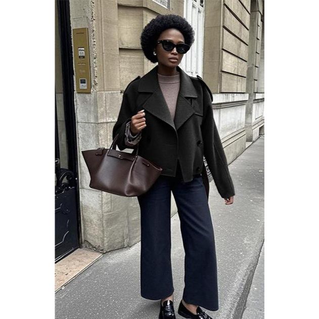 Suede Button Long Sleeve Formal Jacket