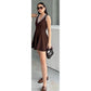 Sleeveless V-Neck Pleat Mini Dress