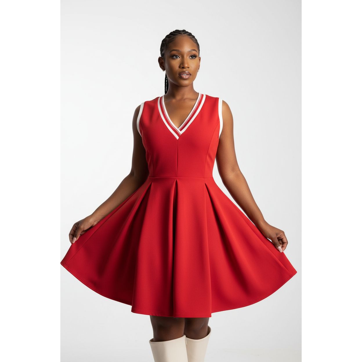 Plataz V-Neck Sleeveless Dress with Pockets DJPT main image 0