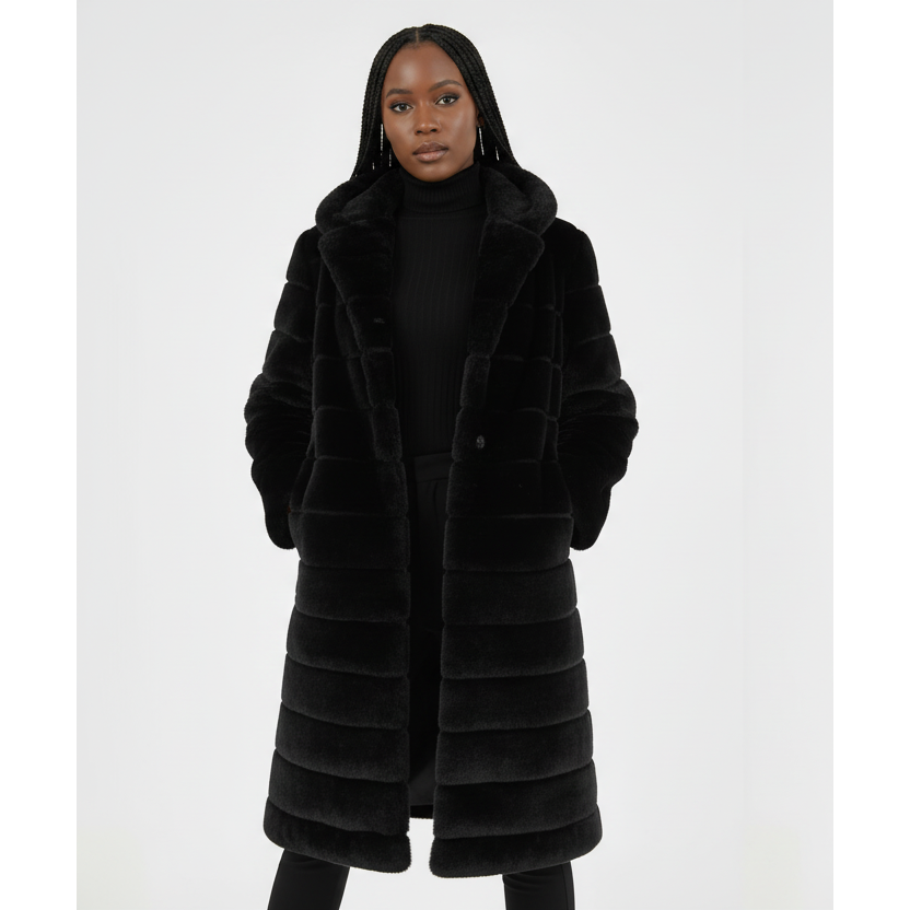 Thickened Warm Long Faux Fur Hooded Hairy Warm Fluffy Coat Jackets