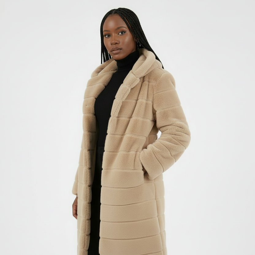 Thickened Warm Long Faux Fur Hooded Hairy Warm Fluffy Coat Jackets