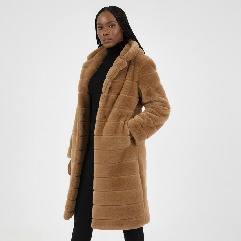 Thickened Warm Long Faux Fur Hooded Hairy Warm Fluffy Coat Jackets