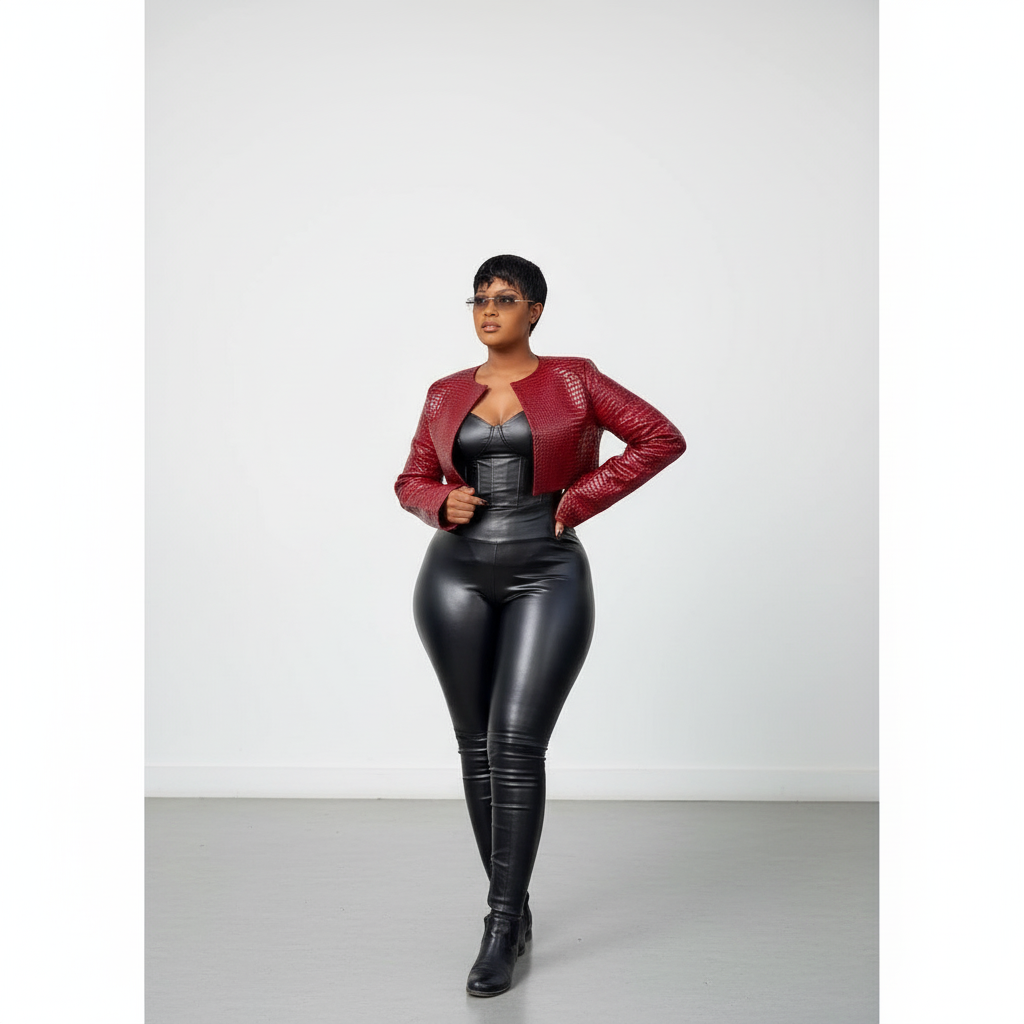 Crocodile  Print Long Sleeve Crop Jacket