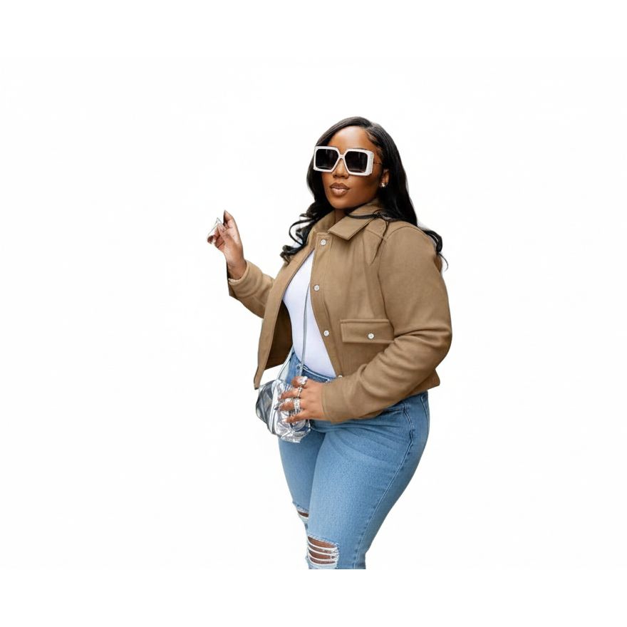 Structured Shoulder Boxy Crop Cargo Jacket