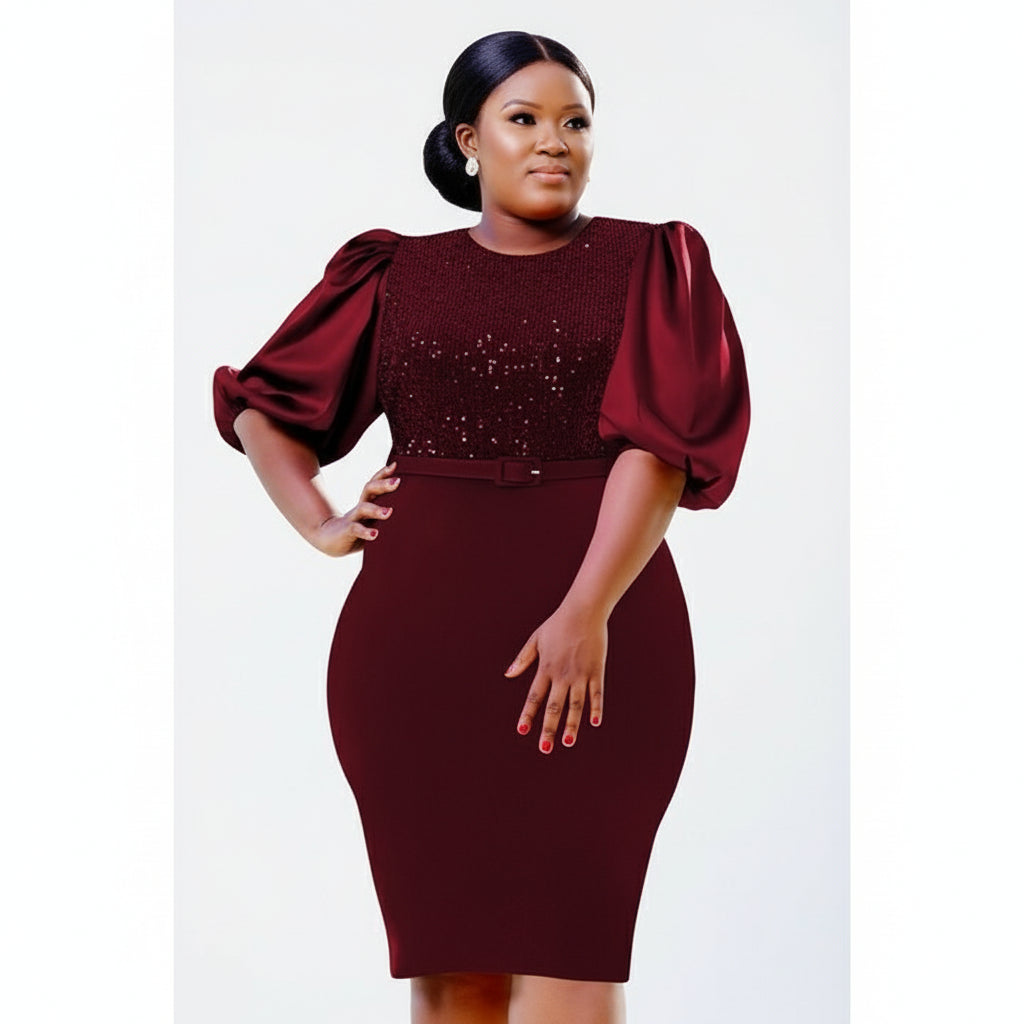 Short Ruffle Sleeves Glittering Short Elegant Dress