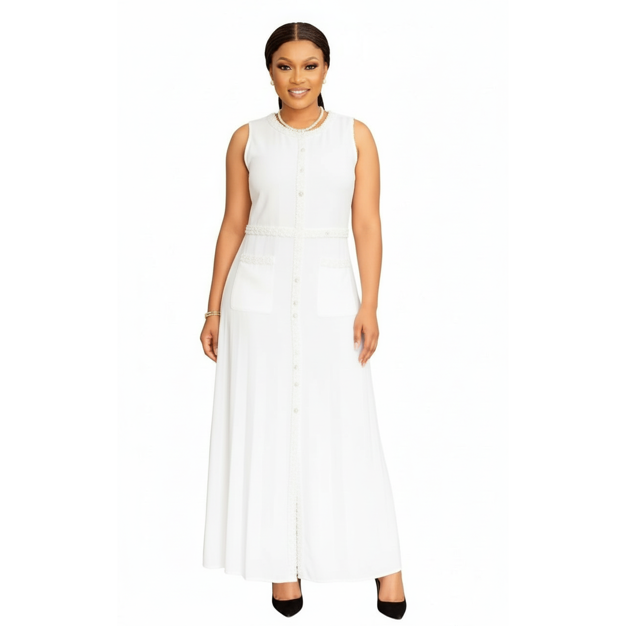 Sleeveless Pleated Corset Long Dress.