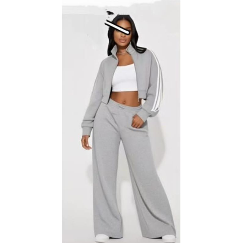 Bomber Long Sleeve Zipper Coat Jacket & Pant Sets