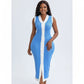 Casual Contrast Color Knitted V-Neck Sleeveless Slim Fit Dress