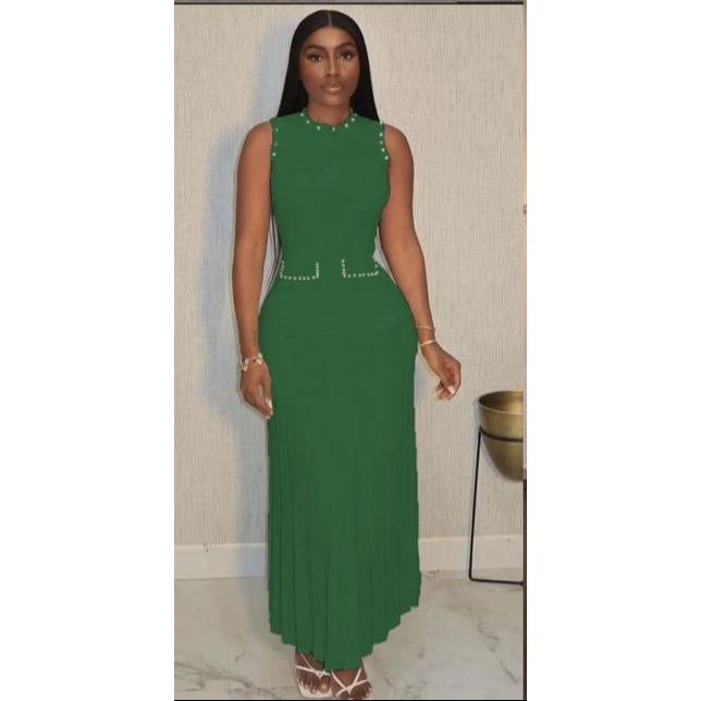 Sleeveless Elegant Pleated Slim A-Line Dress