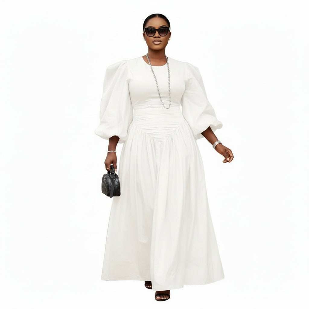 Puffy Buff Long Sleeves Maxi Dress