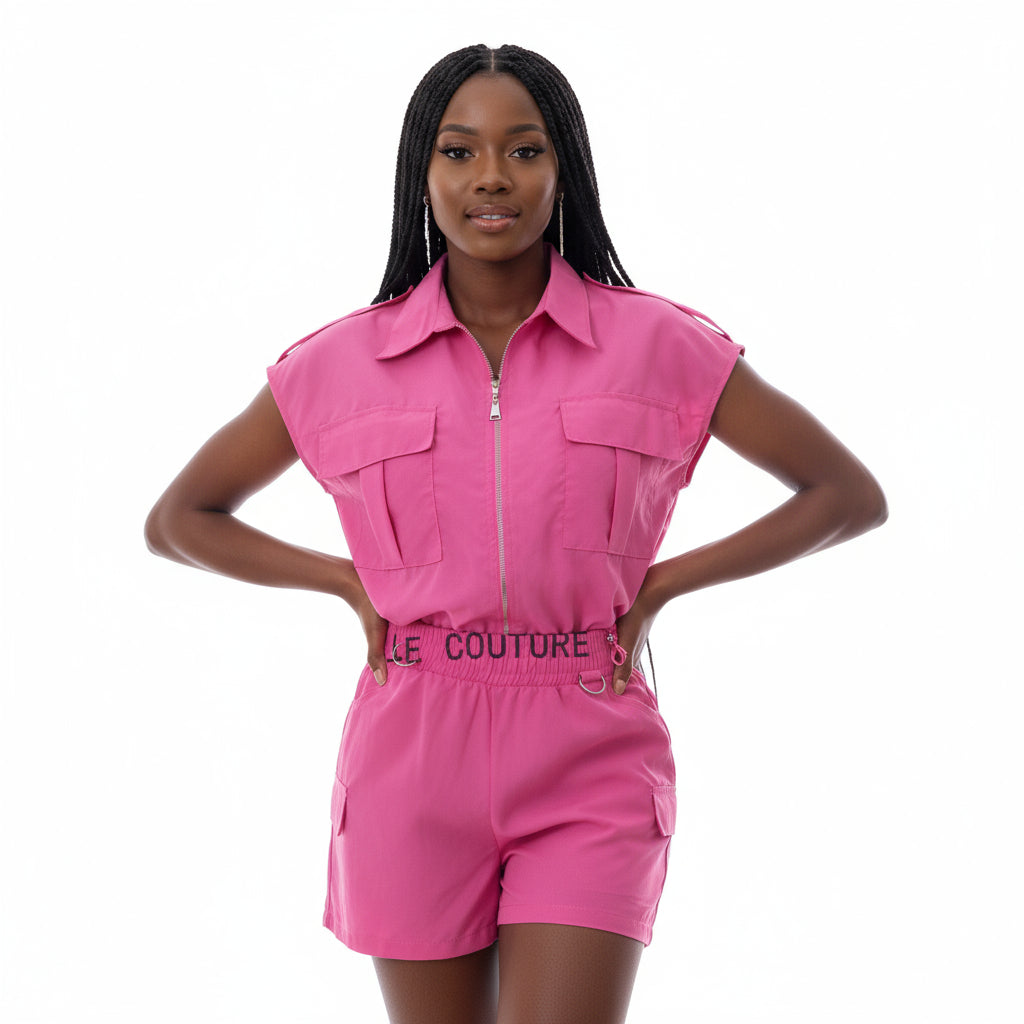 Sleeveless Cargo Top with Mini Short Pants 2 Set