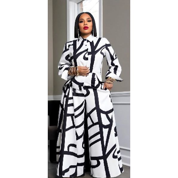 Lady's Geometric Printed Extra 2 Piece Set
