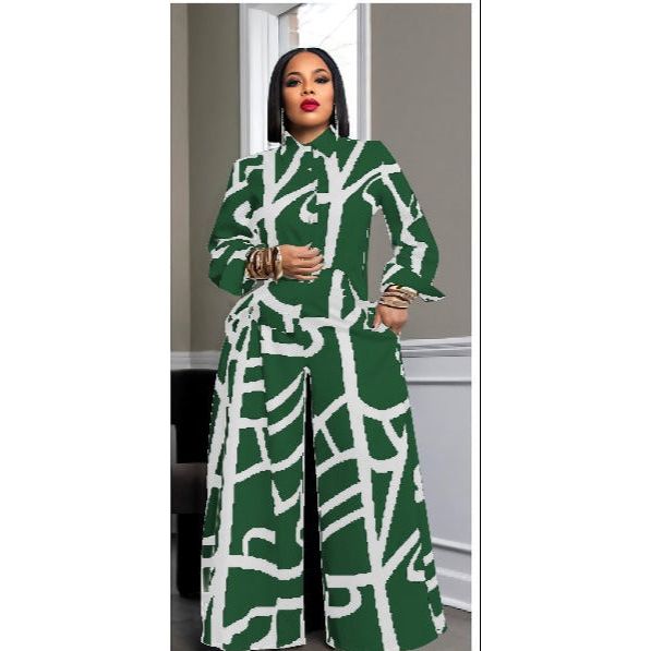 Lady's Geometric Printed Extra 2 Piece Set