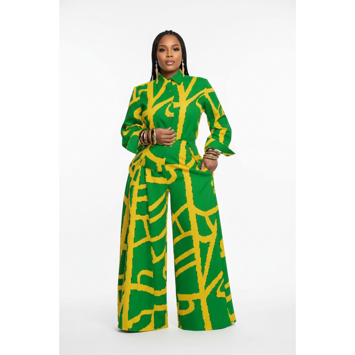 Lady's Geometric Printed Extra 2 Piece Set