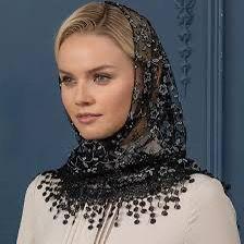 Lace Tassel Floral Triangle Scarf Wedding Headscarf Worship Scarf Shawl