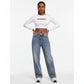 Classic Relaxed Fit Leg Slant Pocket Wide Leg Jeans