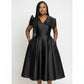 Plus Size Cross Fold Box Pleated Dress