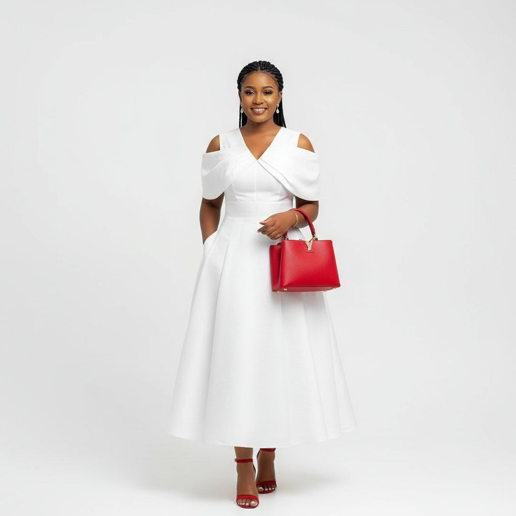 Plus Size Cross Fold Box Pleated Dress