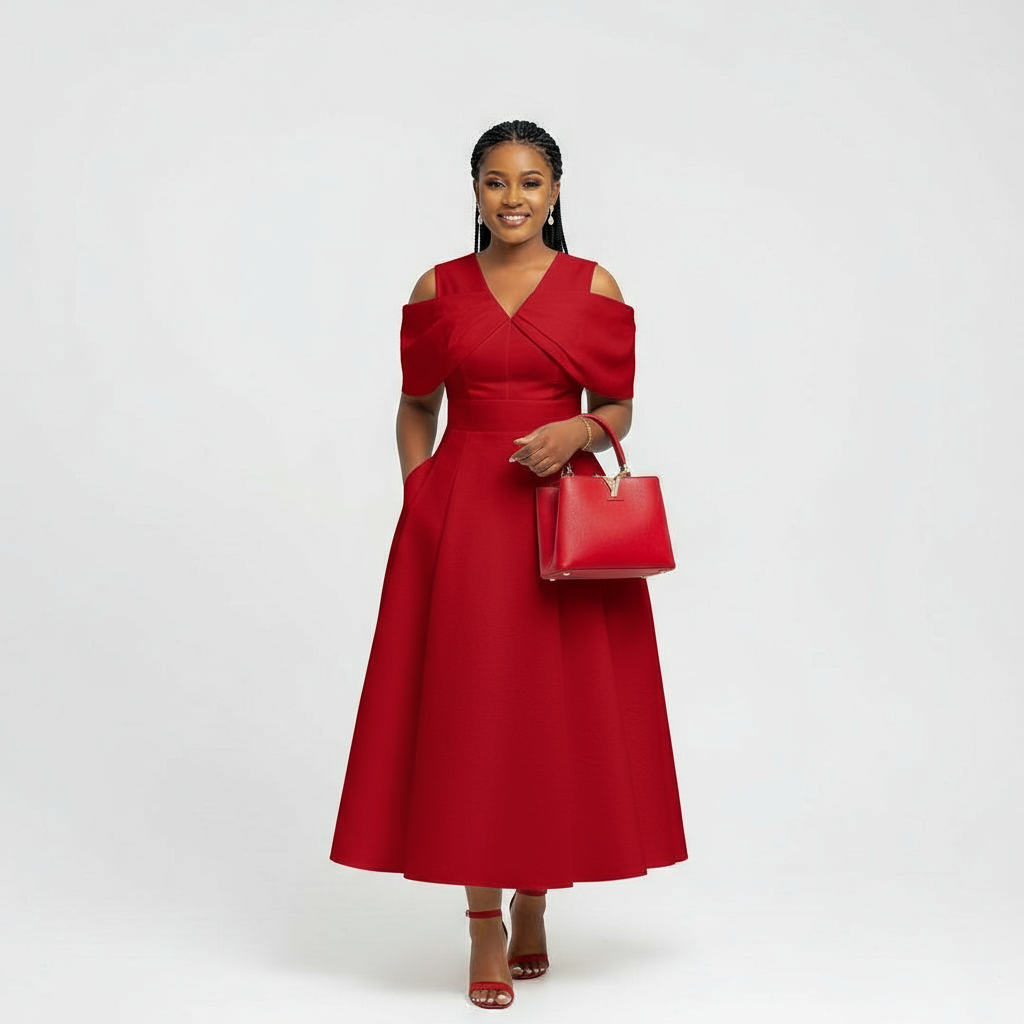 Plus Size Cross Fold Box Pleated Dress