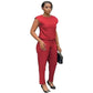 Solid Color Sleeveless Sleeved Top and Pant Set.