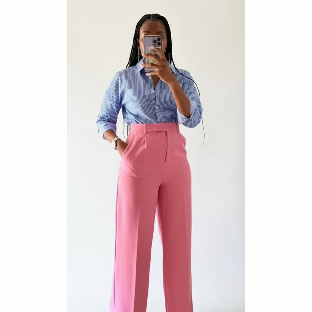High Waisted Loose Fit Bootcut Wide Leg Slacks Trouser