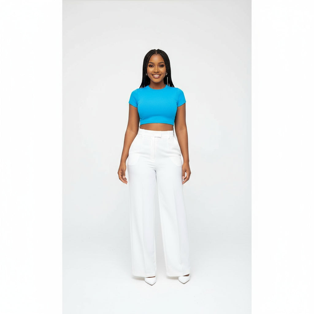 High Waisted Loose Fit Bootcut Wide Leg Slacks Trouser