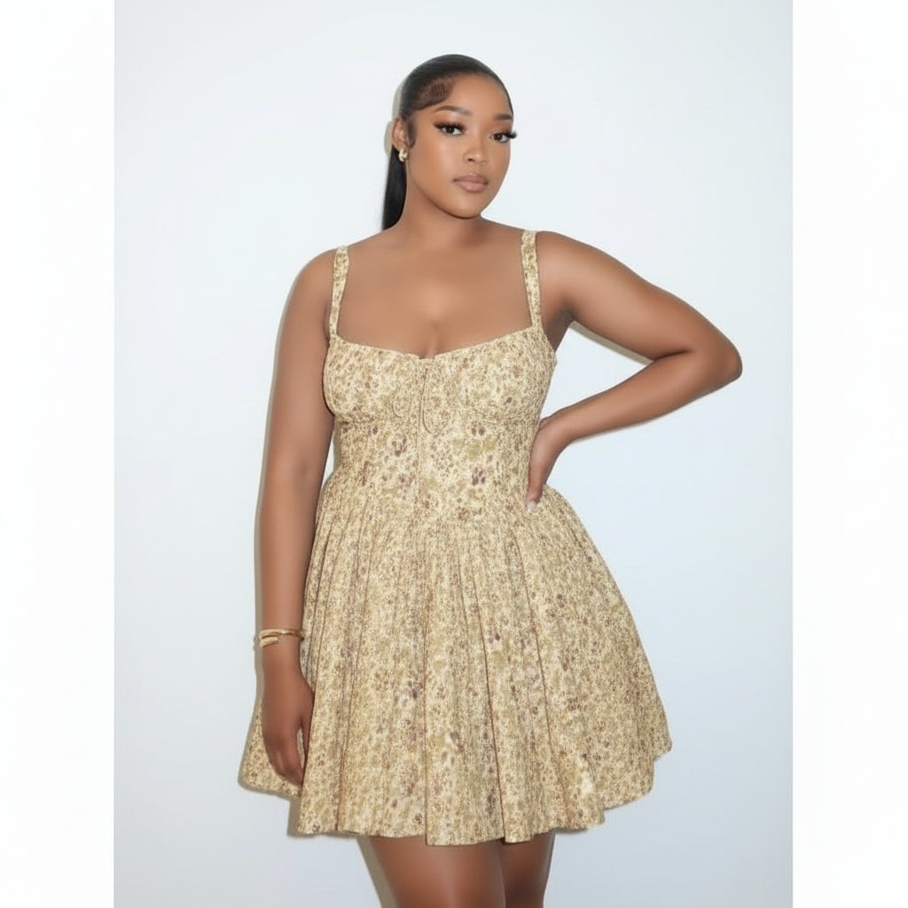 Summer Court Style Floral Ruffle Dress Ballet-Inspired Dress