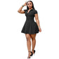 Summer Casual Solid Color Pleated Hem Short Sleeve Dress