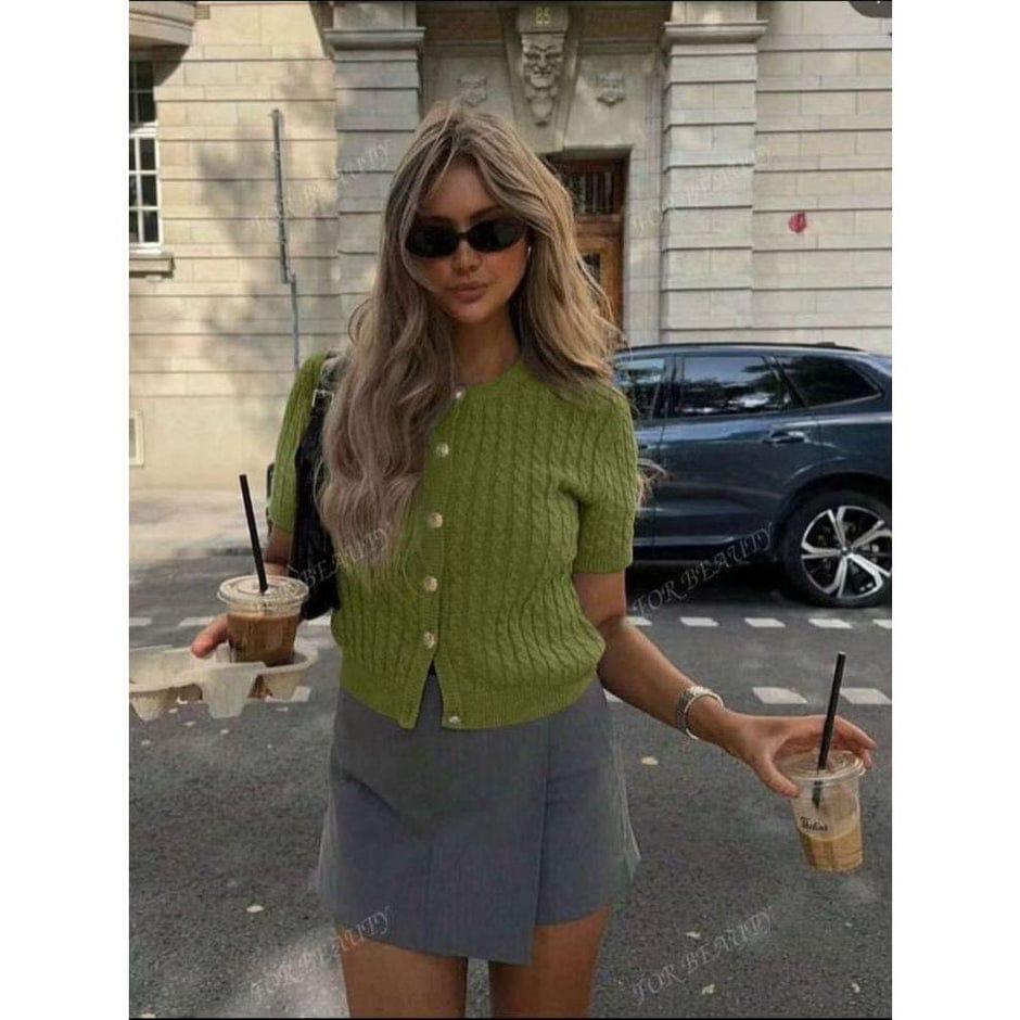 Short Sleeve Knitted bodycon Crop Jersey