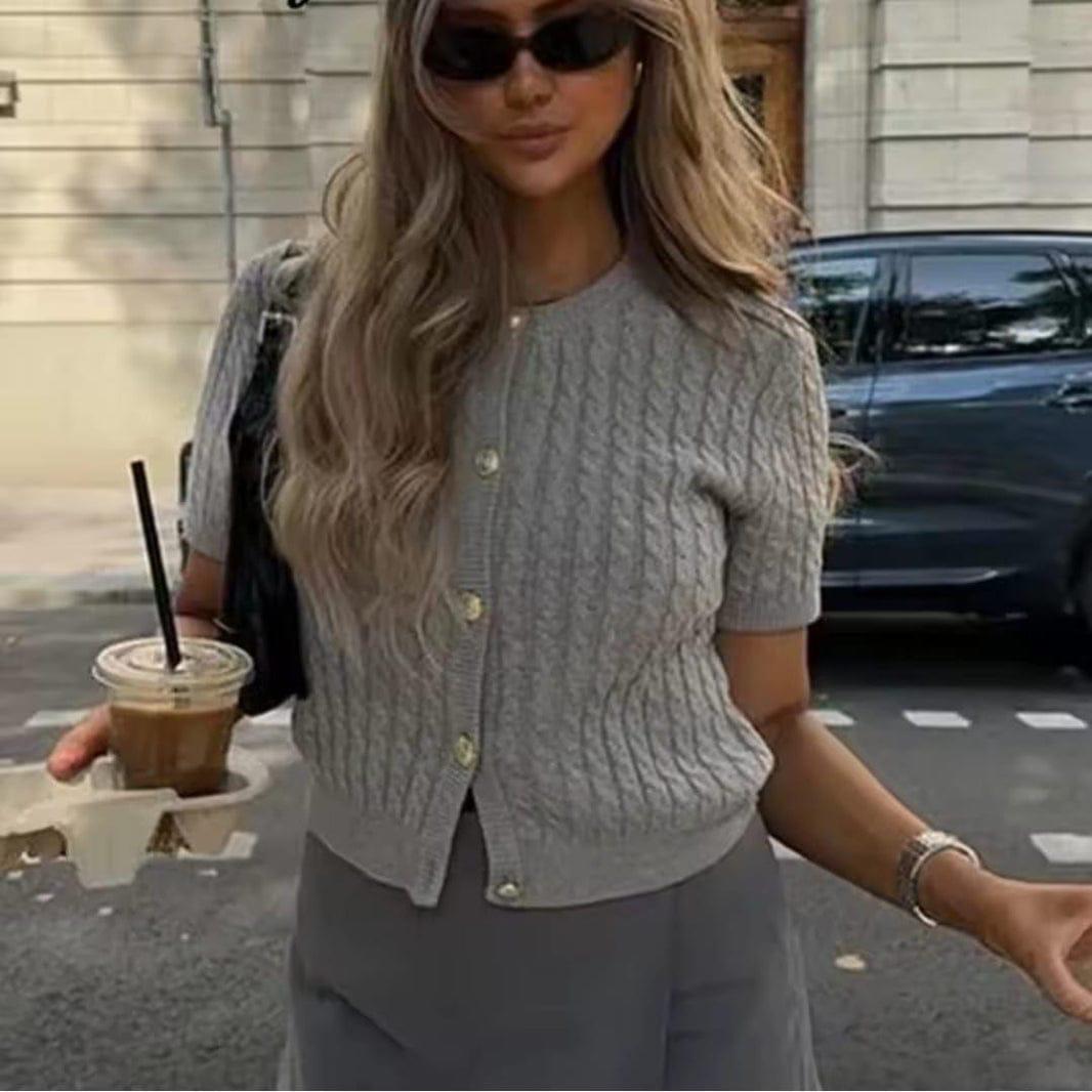 Short Sleeve Knitted bodycon Crop Jersey