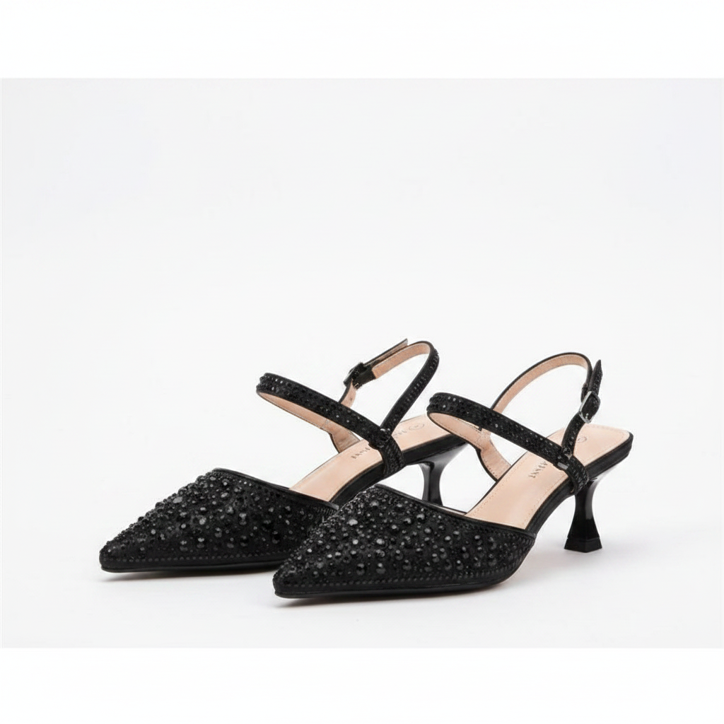 Minimalist Crystal & Faux Pearl Pointed-Toe High Heels