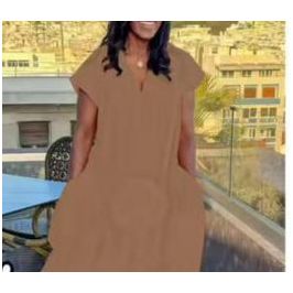 Short Sleeves Pleated V-Neck Maxi Dress