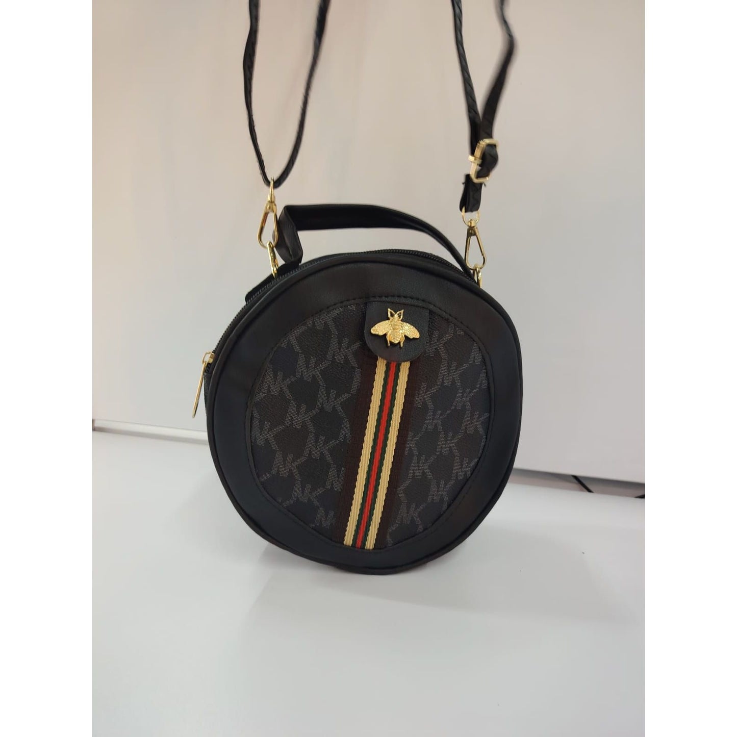 Mini Round Ophidia Leather Crossbody Bag