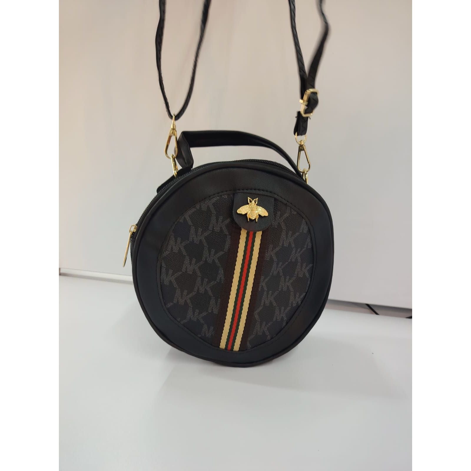 Mini Round Ophidia Leather Crossbody Bag