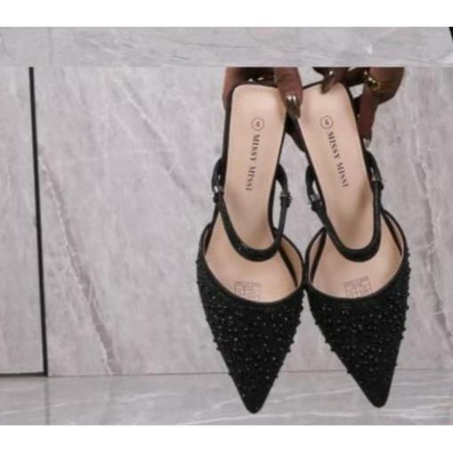 Minimalist Crystal & Faux Pearl Pointed-Toe High Heels