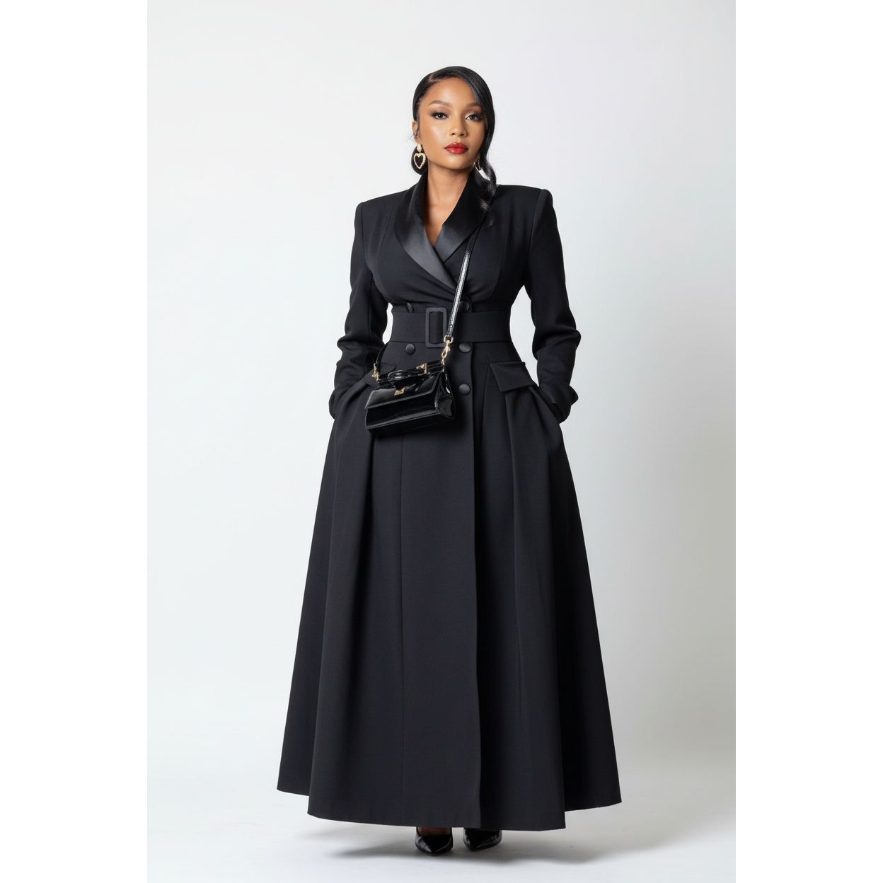 Long Coat Plus Size Double Breasted Ladies Wedding Wear Party Prom Dress