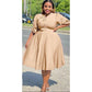 Plus Size 3 Quoter Sleeve Midi Dress