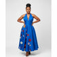 Halter Neck Patched Flower Design Elegant Boobtube Maxi Dress.