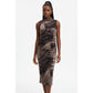 Multi-Color Strappy Mesh Maxi Dress