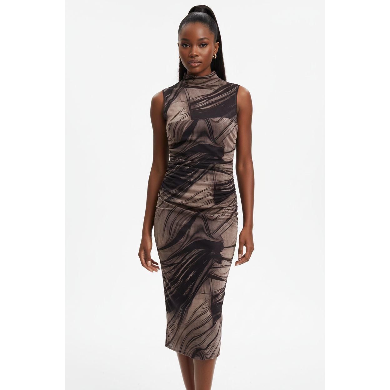 Multi-Color Strappy Mesh Maxi Dress