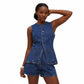 Sleeveless Waist Coat and Short Denim Set