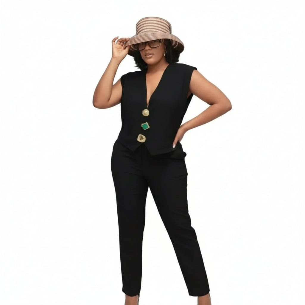 Fashion V-Neck Sleeveless Deep formal Wear 2 Piece Set