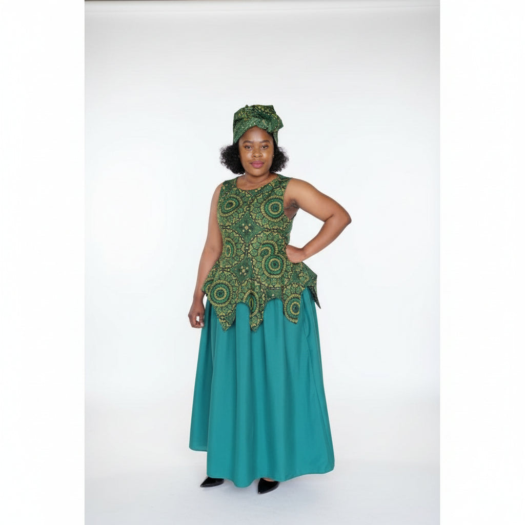 Ankara Sleeveless Tswana Traditional Dress